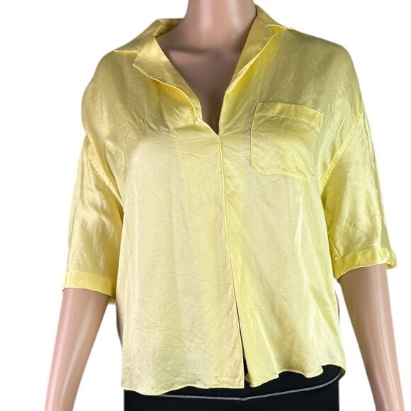 Vince Yellow 100 % Silk Blouse - Picture 1 of 6